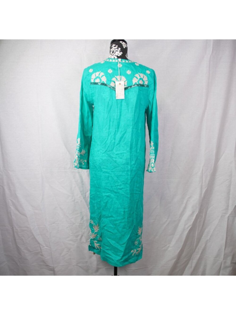 Johnny Was Workshop Western Trim Henley Dress Turquoise Size S NWT Embroidered - Picture 3 of 11